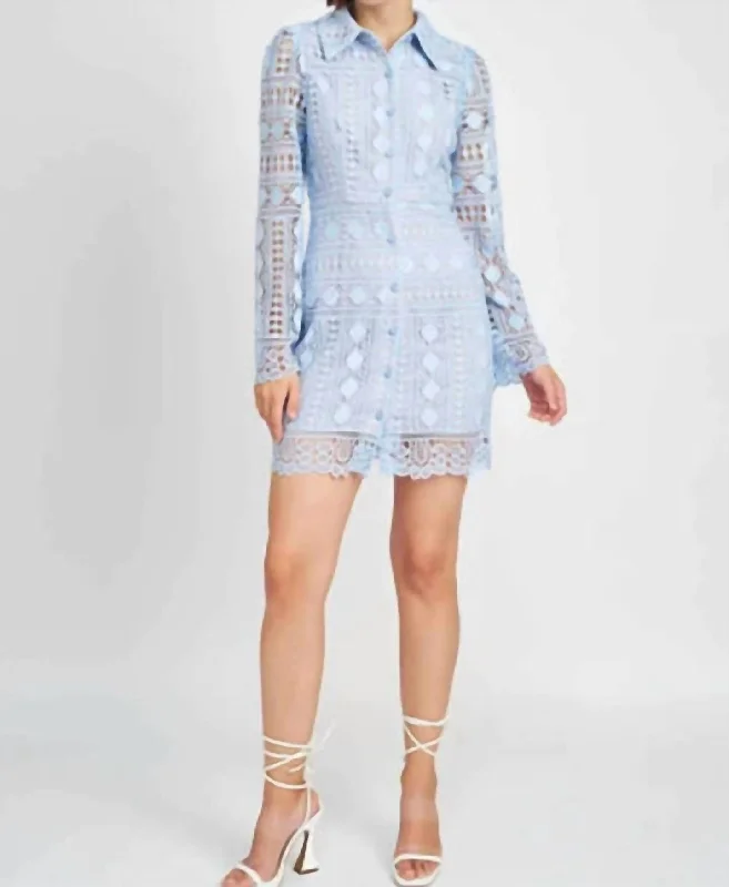 Trendy Styles Graceful Cut Janelle Mini Dress In Light Blue