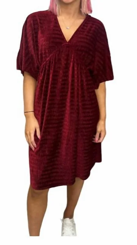 Fast Fashion Favorites Elegant Contour All Is Calm Mini Dress In Velvet Wine