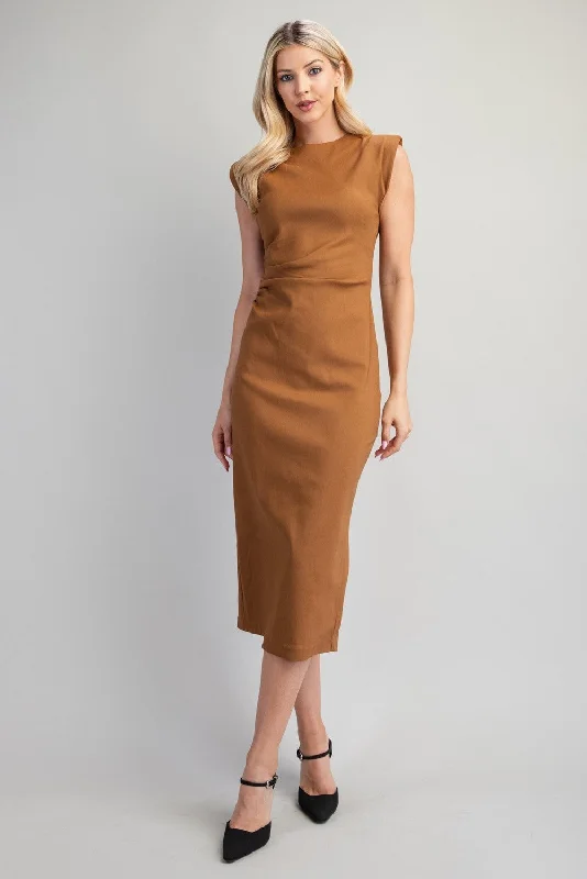 Fashion Deal Minimalist Office - Ready Style Cassandra Maxi Dress - Camel