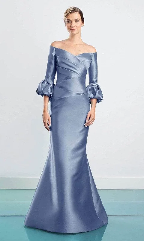 Classy Style Discounts Romantic Date - Night Ensemble Alexander by Daymor - Quarter Sleeve Satin Evening Gown 1465