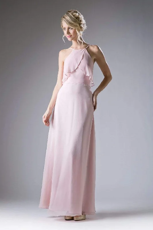 Limited Stock, Big Sale Charming Silhouette Cinderella Divine - Sleeveless Flounce Halter Neck Sheath Dress