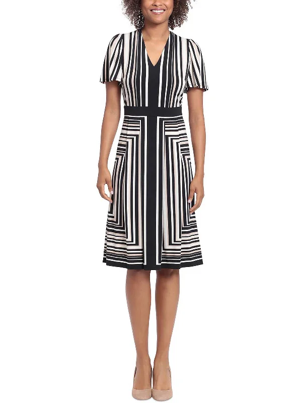 Huge Price Cut Statement Piece Womens Striped Knee Midi Dress