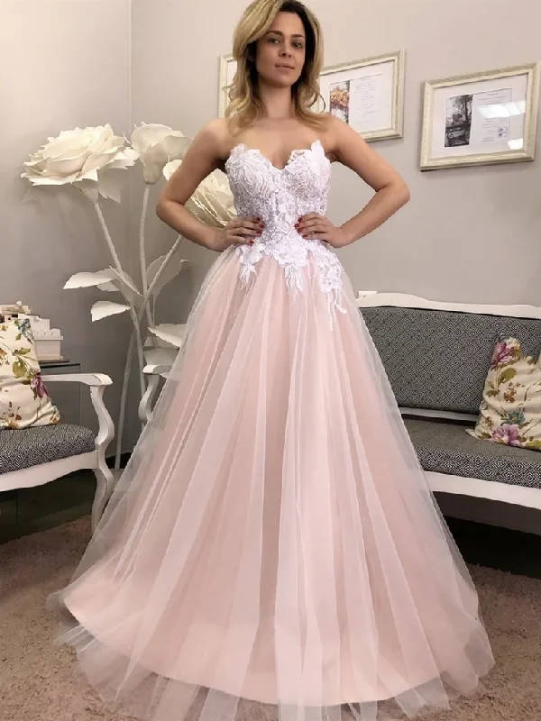 Mega Sales Bold Patterns Strapless V Neck Pink Lace Floral Long Prom Dresses, Pink Lace Formal Dresses, Pink Evening Dresses   cg21566