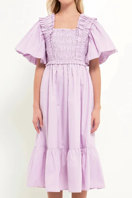 Statement Fashion Offers Polished Finish Elizabeth Midi Dress In Lilac