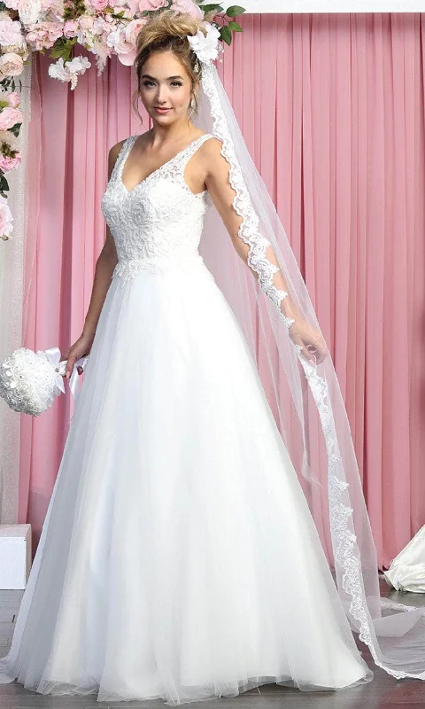 Modern Fashion Sale Modern Glamour May Queen RQ7883 - Sleeveless V-neck Wedding Gown