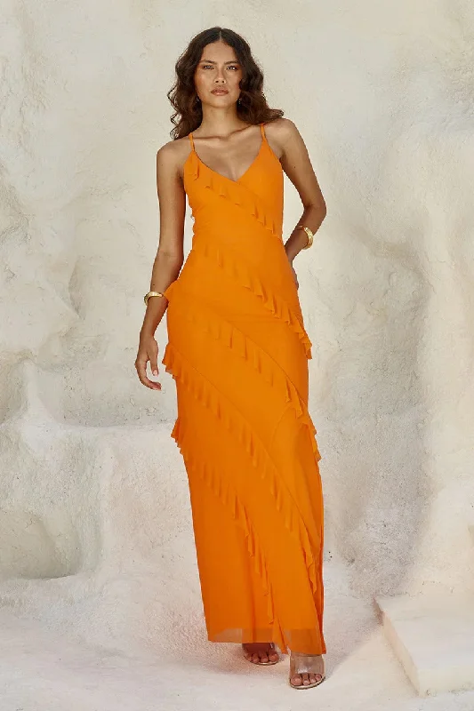 Romantic Fashion Discounts Minimalist Office - Ready Style Beloved Maxi Dress - Orange