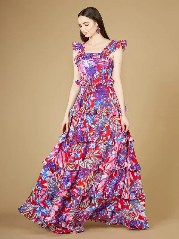 The Good Stuff Tropical Island - Inspired Attire Lara Dresses 29271 Long Sleeveless Print Formal Dress