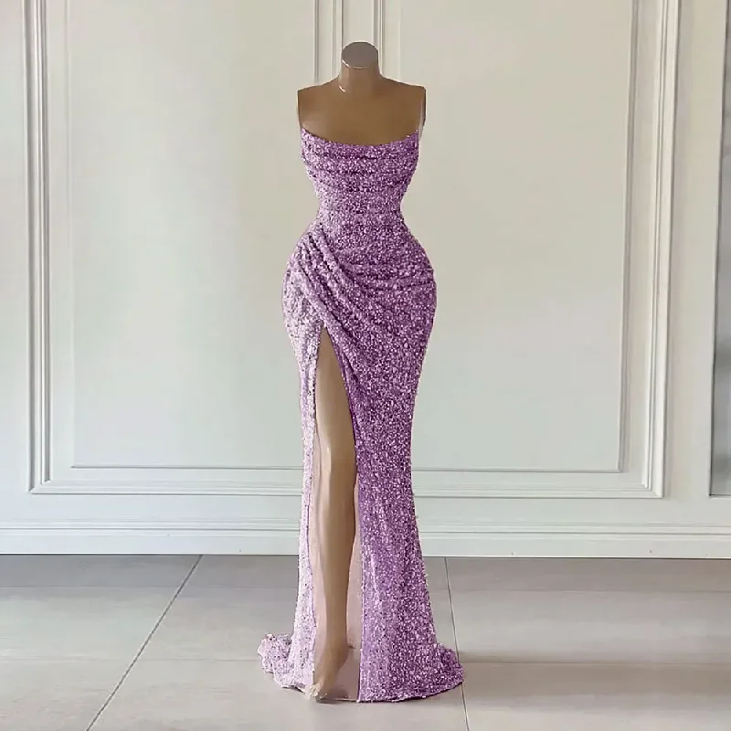 Find Your Unique Flair Modern Romance Red Lace Sequins Prom Dresses Women Sexy African Mermaid Evening Gowns Long Sleeves V Neck See Through Party Dress