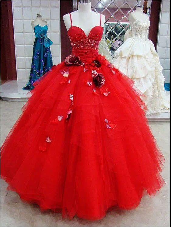 Classy Style Discounts Y2K Nostalgic Fashion Look Modest Quinceanera Dress,Red Ball Gown,Floral Prom Dress,Fashion Prom Dress,Sexy Party Dress, New Style Evening Dress    cg22452