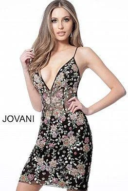 Luxe Style Discounts Nordic Minimalist Home Look Jovani 65391 Sleeveless Short Embellished Prom Dress