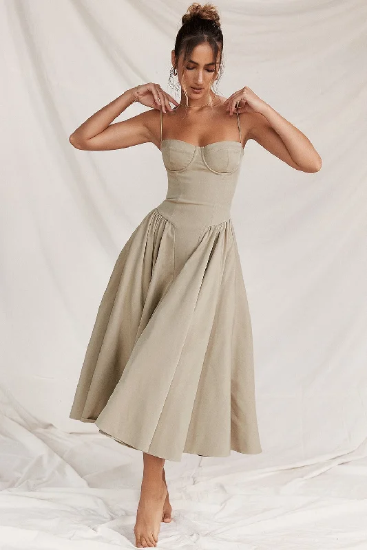 End Of Season Sale Classic Timeless Elegant Style Rivera Maxi Dress - Khaki