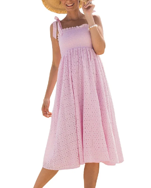 Limited Time Offers Effortless Comfort Cabana Life Eyelet Midi Dress