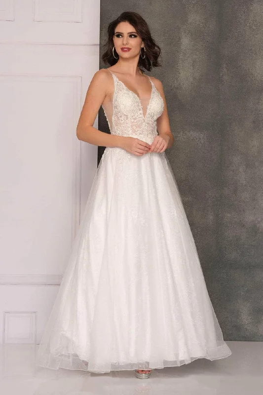 Sophisticated Fashion Vintage Retro Party Wear Dave & Johnny 10517 - Embellished A-Line Bridal Gown