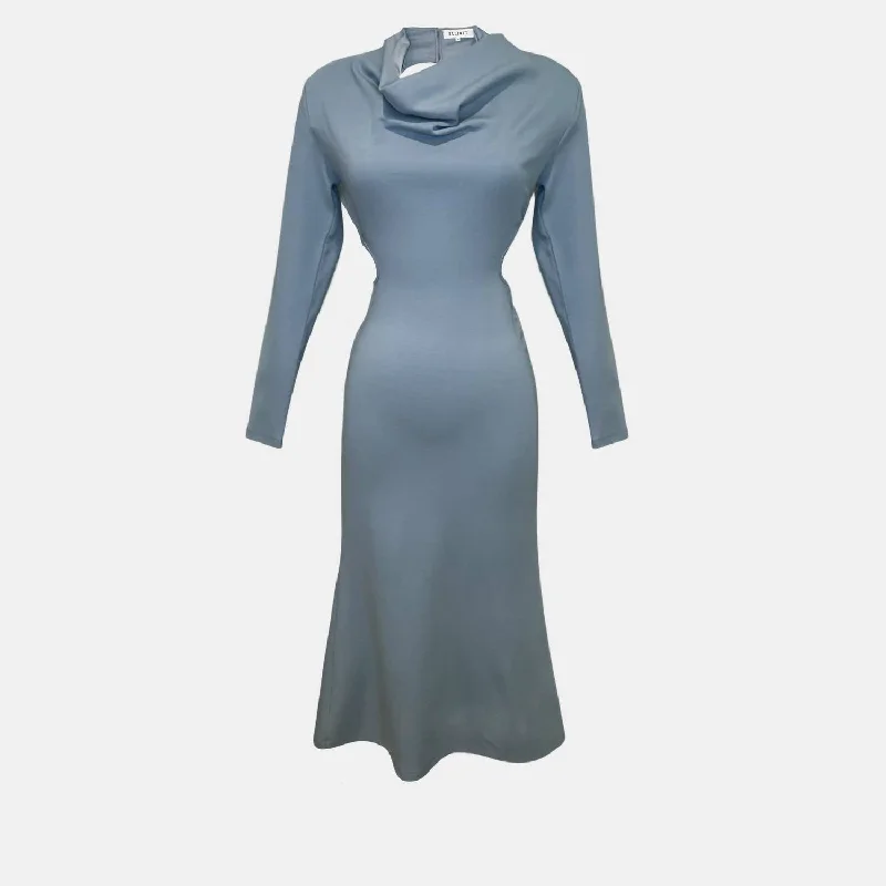 The Latest Trends Grab Romantic Date - Night Styles Now Equinox Tie Back Midi Dress In Blue