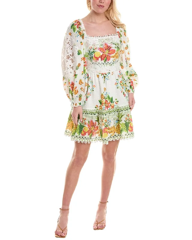 Flash Sale Fever Feminine Grace FARM Rio Tropical Romance Swiss Dot Mini Dress