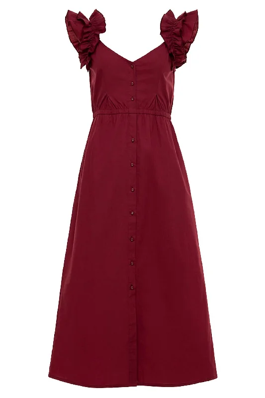 Contemporary Chic Promotions Rustic Countryside Charm Look Eleanor Midi Dress In Rhubarb