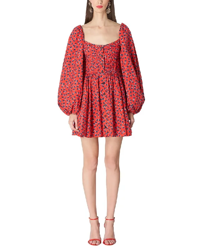 Quick Grab Deals Parisian Effortless Chic Style Carolina Herrera Button Front Balloon Sleeve Mini Dress