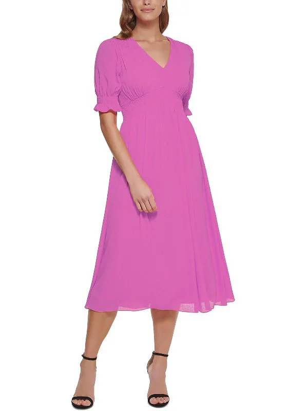 Classic Chic Deals Minimalist Chic Womens Chiffon Smocked Midi Dress