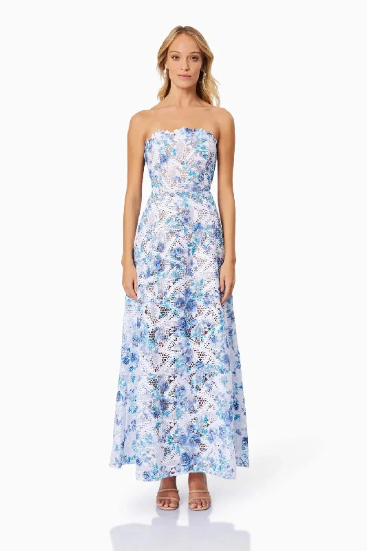 Fashion Sale Bold Silhouette Savannah Strapless Maxi Dress - Blue