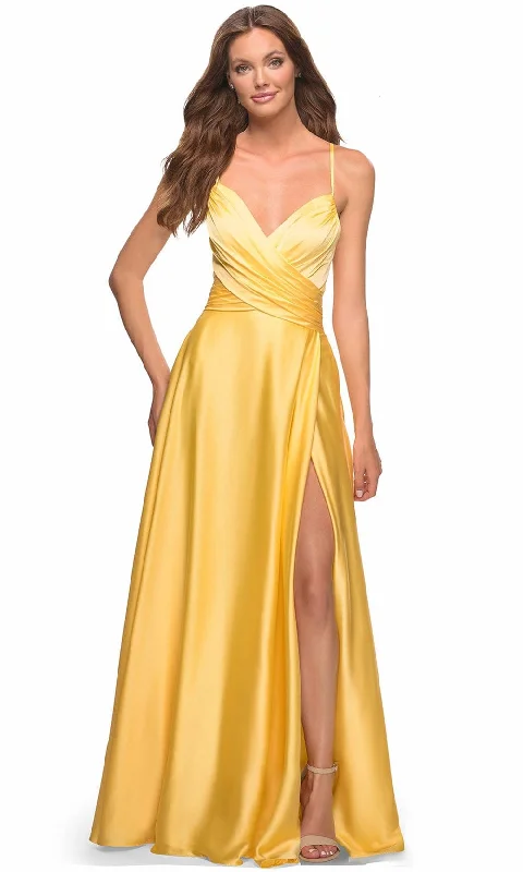 Bold Style Discounts Urban Sophistication La Femme 30662 - Cross Bodice Satin Gown