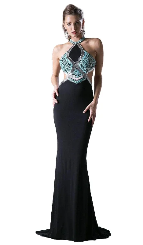 Holiday Attire Sale Save on Classic Elegant Styles Cinderella Divine 5012 - Embellished Halter Sleeveless Dress