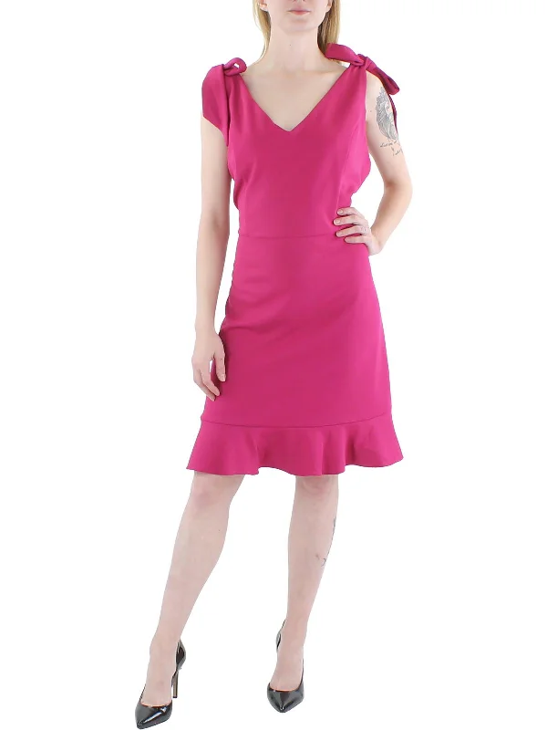 Limited Styles Refined Simplicity Womens V Neck Flounce Midi Dress