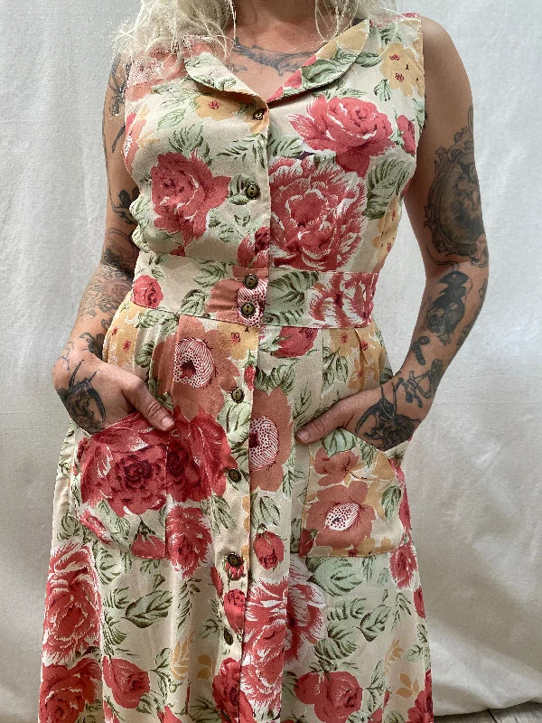 Summer Fashion Bohemian Vibe Sheet Dress in Peach Floral