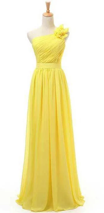 End-Of-Season Clearance Effortless Comfort Yellow Prom Dress,Floral Prom Dress, One Shoulder Prom dress cg8269