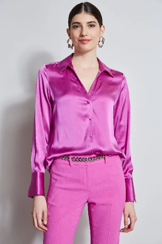 Sustainable Fashion Extravaganza Sleek Design Silk Satin Button Down Shirt