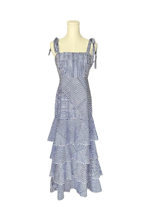 Trend Alert Big Savings on Minimalist Office Styles Leighton Maxi Dress Blue Watercolor Stripe