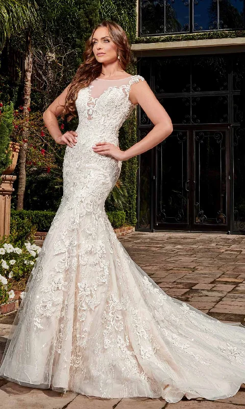 Stylish Looks Coastal Beach - Inspired Style Rachel Allan - M772 Illusion Yoke Embellished Lace Mermaid Bridal Gown