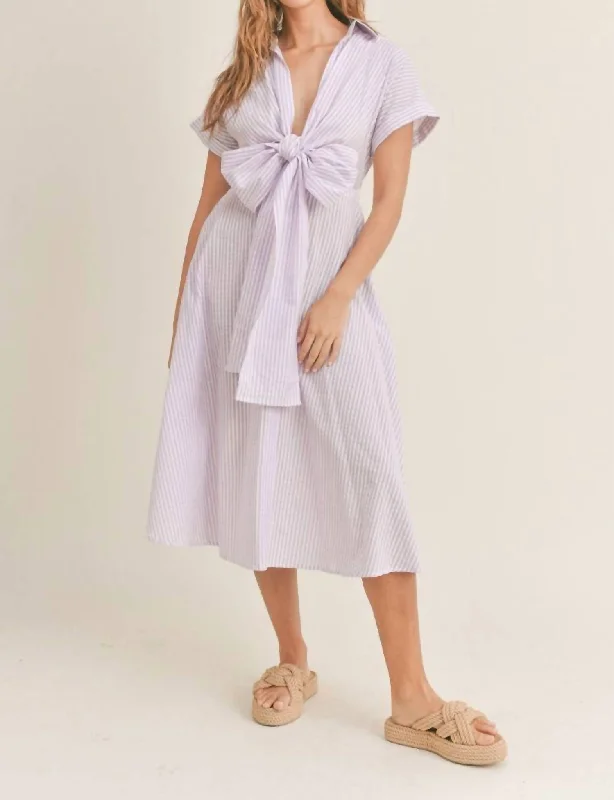 Unbeatable Prices Casual Chic Exaggerated Bow Midi Dress In Lavender