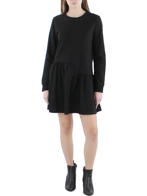 Top Deals Minimalist Office - Ready Style Womens Unbalanced Seam Crewneck Mini Dress