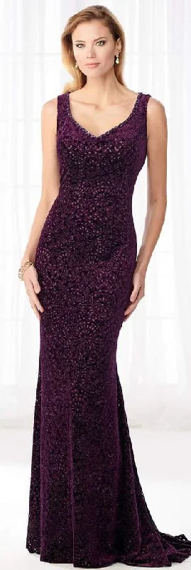 Special Offer For You Vintage Elegance Cameron Blake - Sleeveless V Neck Sheath Evening Dress 218602 - 1 pc Amethyst In Size 8 Available