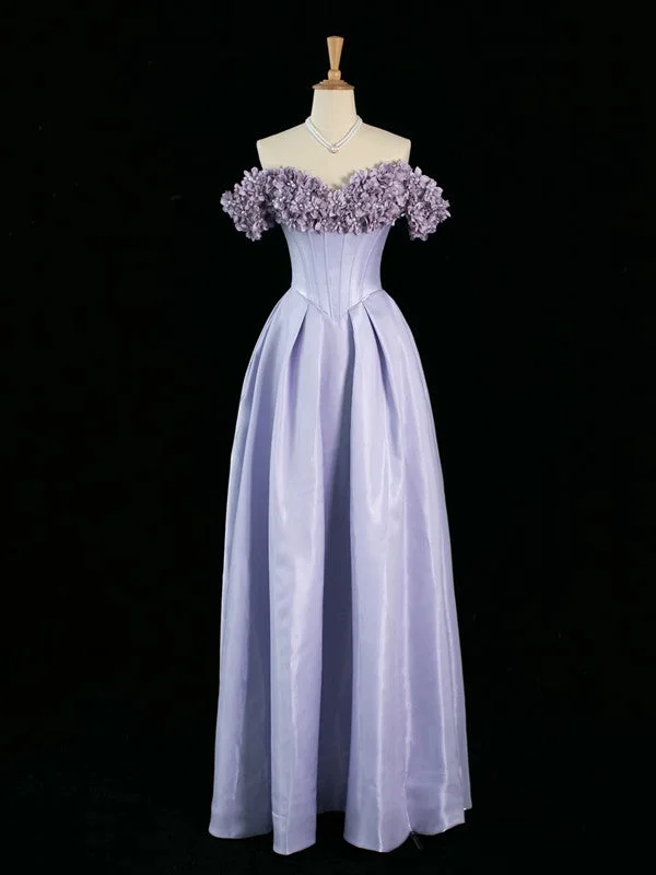 Timeless Style Promotions Casual Elegance Pretty A Line Off The Shoulder Lilac Long Floral Prom Dresses Party Evening Dress C3759