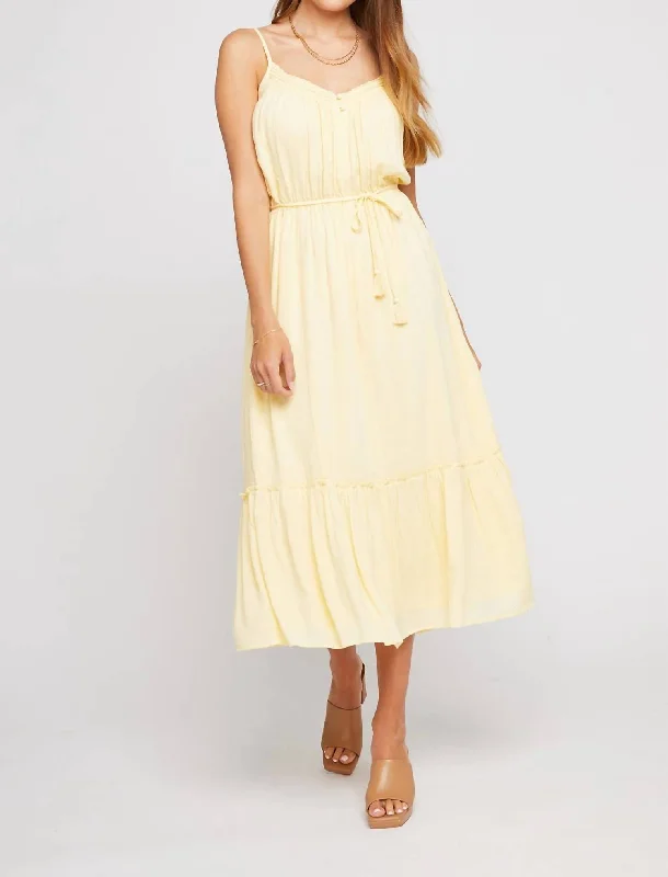 Browse Our Top Products Feminine Flow Russo Midi Dress In Yellow