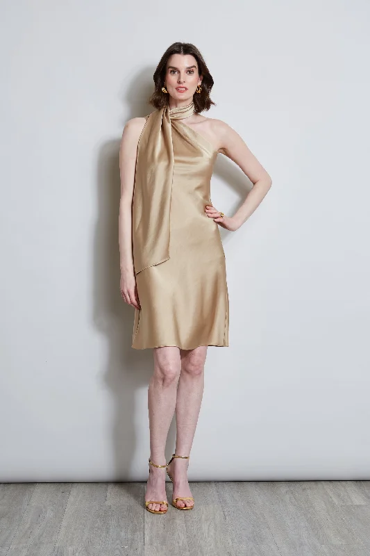 Sporty Fashion Offers Timeless Elegant Satin Scarf Dress