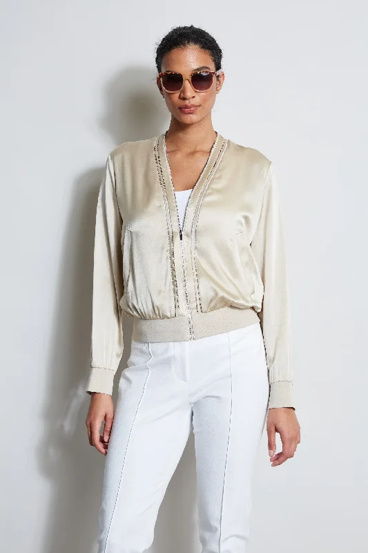 Season Offer Seasonal Trend Silk Satin Bomber Jacket