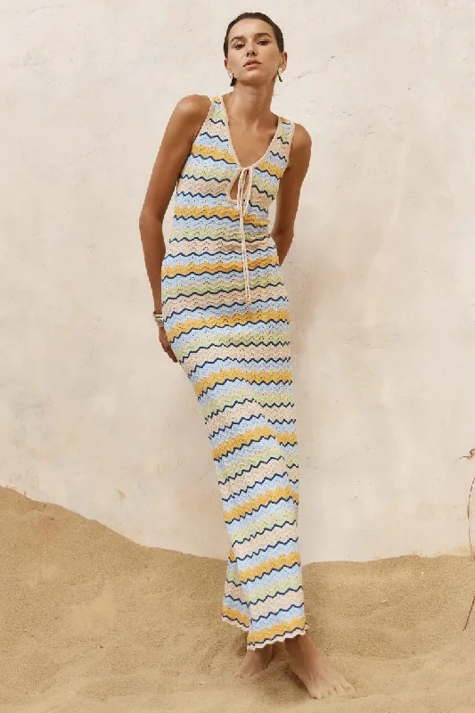 Style Without Limits Vintage Charm Isaba Maxi Dress - Blue Multi