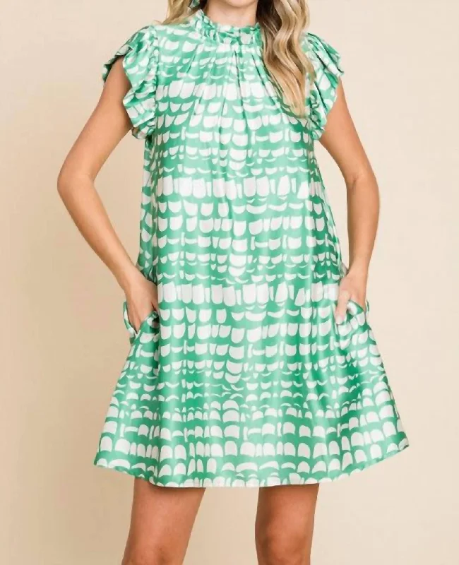 Huge Discounts This Week Romantic Detailing Mika Mini Dress In Green/white