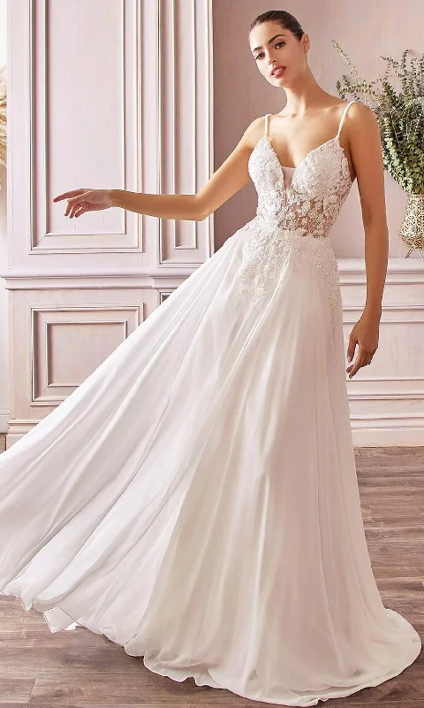 Casual Chic Sophisticated Cut Cinderella Divine Bridals - TY11 Sheer Floral Embroidered Bridal Gown