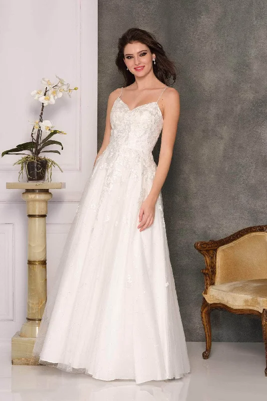 Chic Style Discounts Romantic Date - Night Ensemble Dave & Johnny 10341 - Embroidered A-Line Bridal Gown