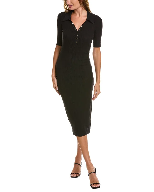 Fashion-Forward Offers Chic Allure Nation LTD Dionne Collared Snap Midi Dress