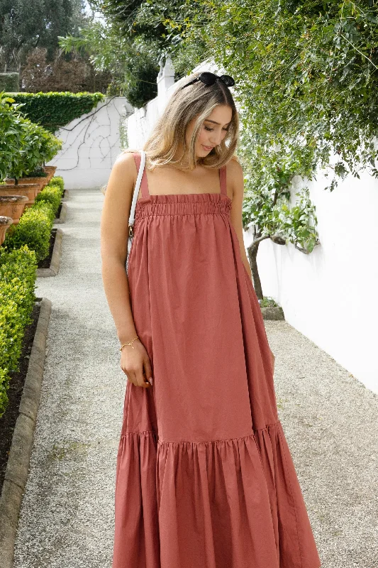 Street Style Discounts Feminine Flow Louella Terracotta Louella Strappy Maxi Dress