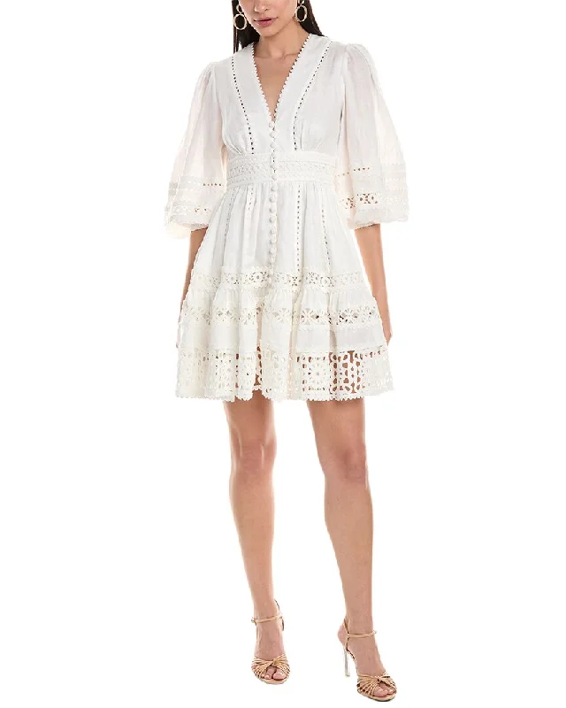 Bid Farewell To The Old Season Vintage Retro Party Wear Zimmermann Devi Linen Mini Dress