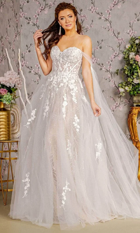 Hot Sale Hollywood Glam Award - Show Style GLS by Gloria Bridal GL3428 - Floral Glitters Wedding Dress