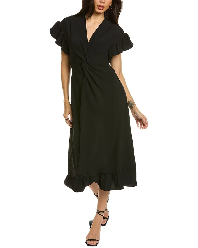 Shop The Hottest Deals Everyday Glamour Max Studio Flutter Sleeve Front Twist Midi Dress