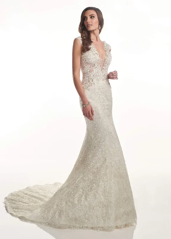 Step Ahead, Lead The Trend Tropical Island - Inspired Attire Rachel Allan M735 - Cap Sleeve Applique Lace Bridal Dress