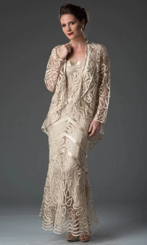 Bid Farewell To The Old Season Elegant Contour Soulmates D7069 - Sleeveless Embroidered Formal Dress with Jacket