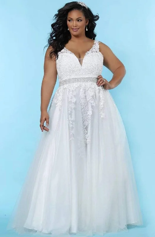 Chic And Edgy Feminine Soft - Hued Look Sydney's Closet - SC5230 Floral Embroidered A-Line Gown